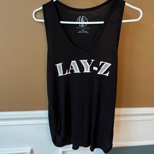 Recycled Karma Womens Black Graphic Tank Top Size Large
